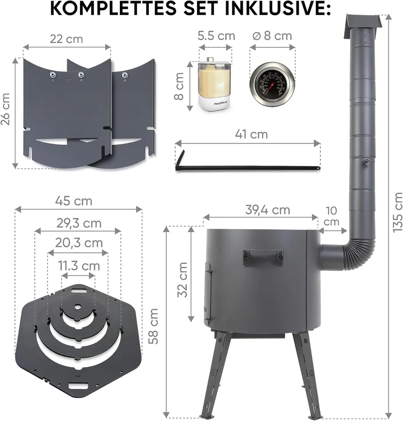Utschak Feuerofen Ø 40 cm für Kasan 12L + Herdplatte Eckig Hexagonal, Hexagonal