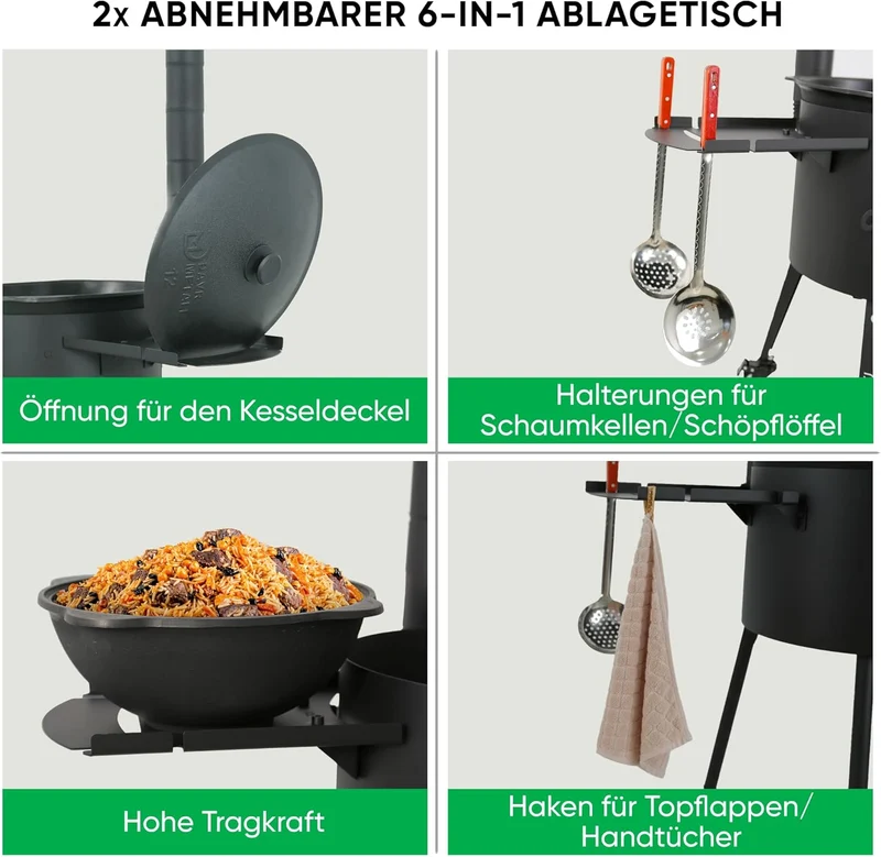 Utschak Feuerofen Ø 40 cm für Kasan 12L + Herdplatte Eckig Hexagonal, Hexagonal