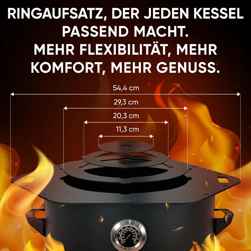 Utschak Feuerofen Ø 40 cm für Kasan 12L + Herdplatte Eckig Hexagonal, Hexagonal