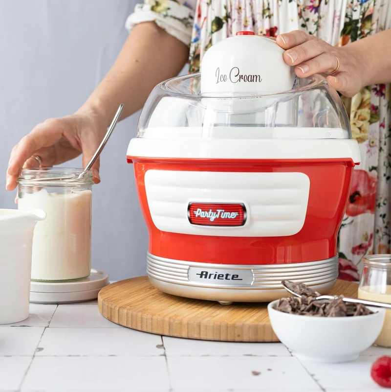 Ariete Ice Cream Maker Party Time 643, Eismaschine, Rührspatel, Eismaschine mit Deckel zum Hinzufüge