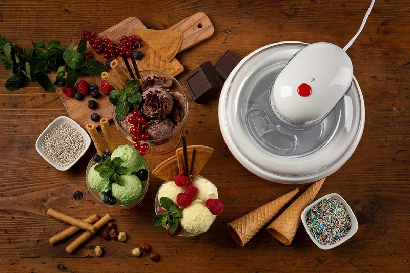 Ariete Ice Cream Maker Party Time 643, Eismaschine, Rührspatel, Eismaschine mit Deckel zum Hinzufüge