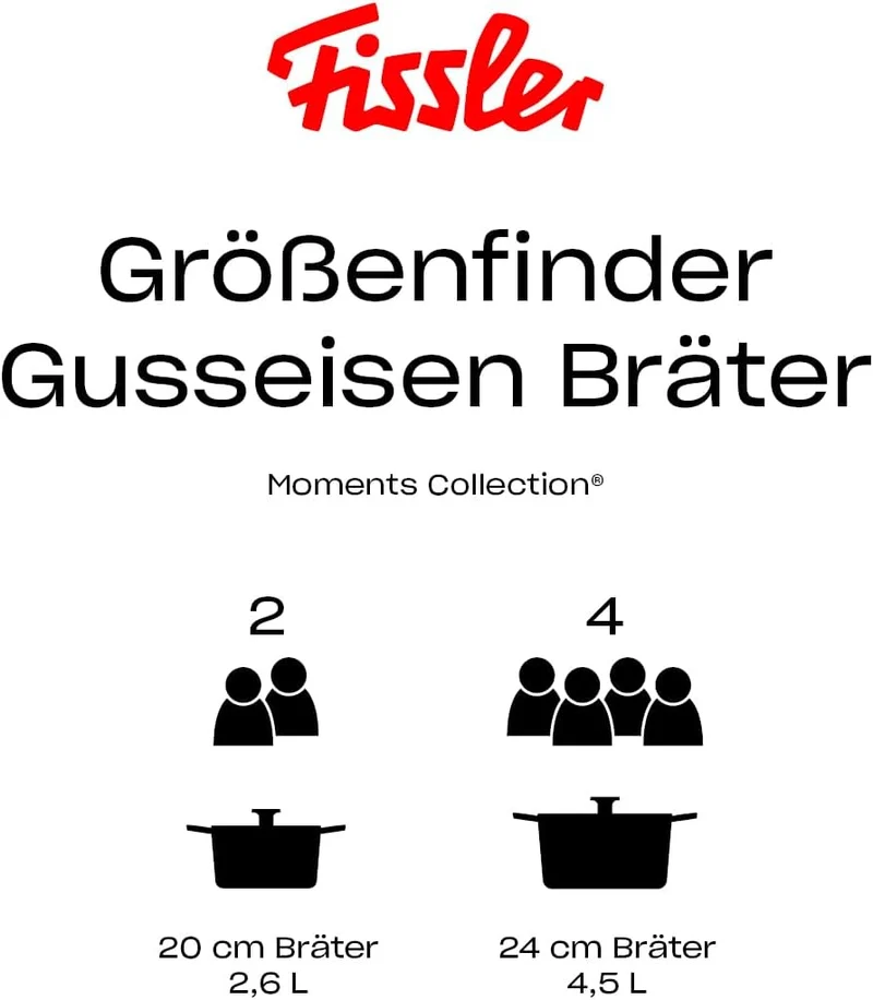 Fissler Moments Collection / Emaillierter Gusseisen-Bräter, rund (Ø 20 cm) Cast-Iron Topf, Cocotte A