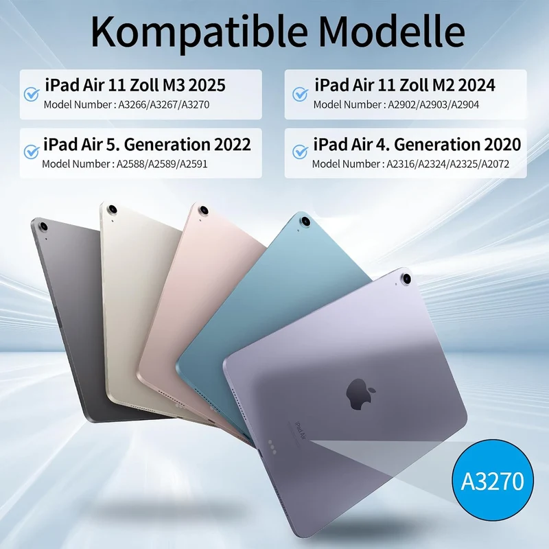 Tastatur hülle für iPad Air 11 Zoll (M4/M3/M2) 2026/2025/2024 Cremeweiss, Cremeweiss
