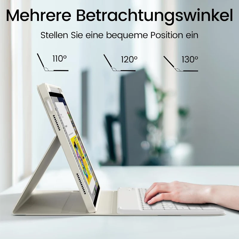 Tastatur hülle für iPad Air 11 Zoll (M4/M3/M2) 2026/2025/2024 Cremeweiss, Cremeweiss