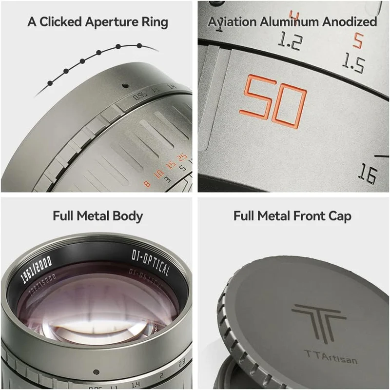 TTArtisan 50 mm F0,95 ASPH. Vollformat-Kameraobjektiv, manueller Fokus, grosse Blende, schwaches Lic