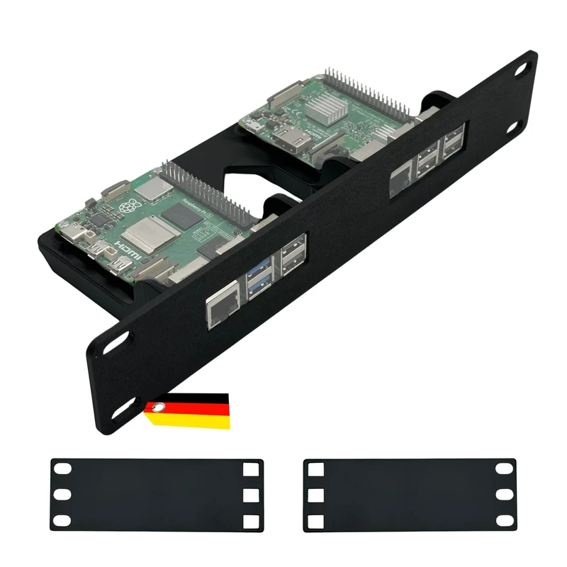 Rack Halterung für 2x Raspberry Pi 5, 4 oder 3B+, Stabile Kunststoffkonstruktion, Homelab Server Rac