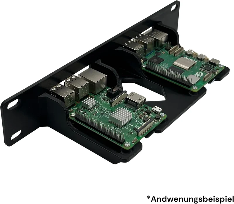Rack Halterung für 2x Raspberry Pi 5, 4 oder 3B+, Stabile Kunststoffkonstruktion, Homelab Server Rac
