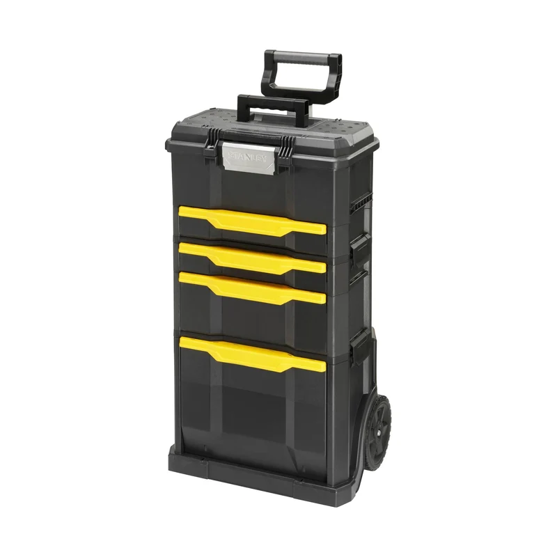 Stanley Rollende Werkstatt aus Metall-Kunststoff 1-79-206 – Werkzeugwagen leer mit 3 modularen Einhe