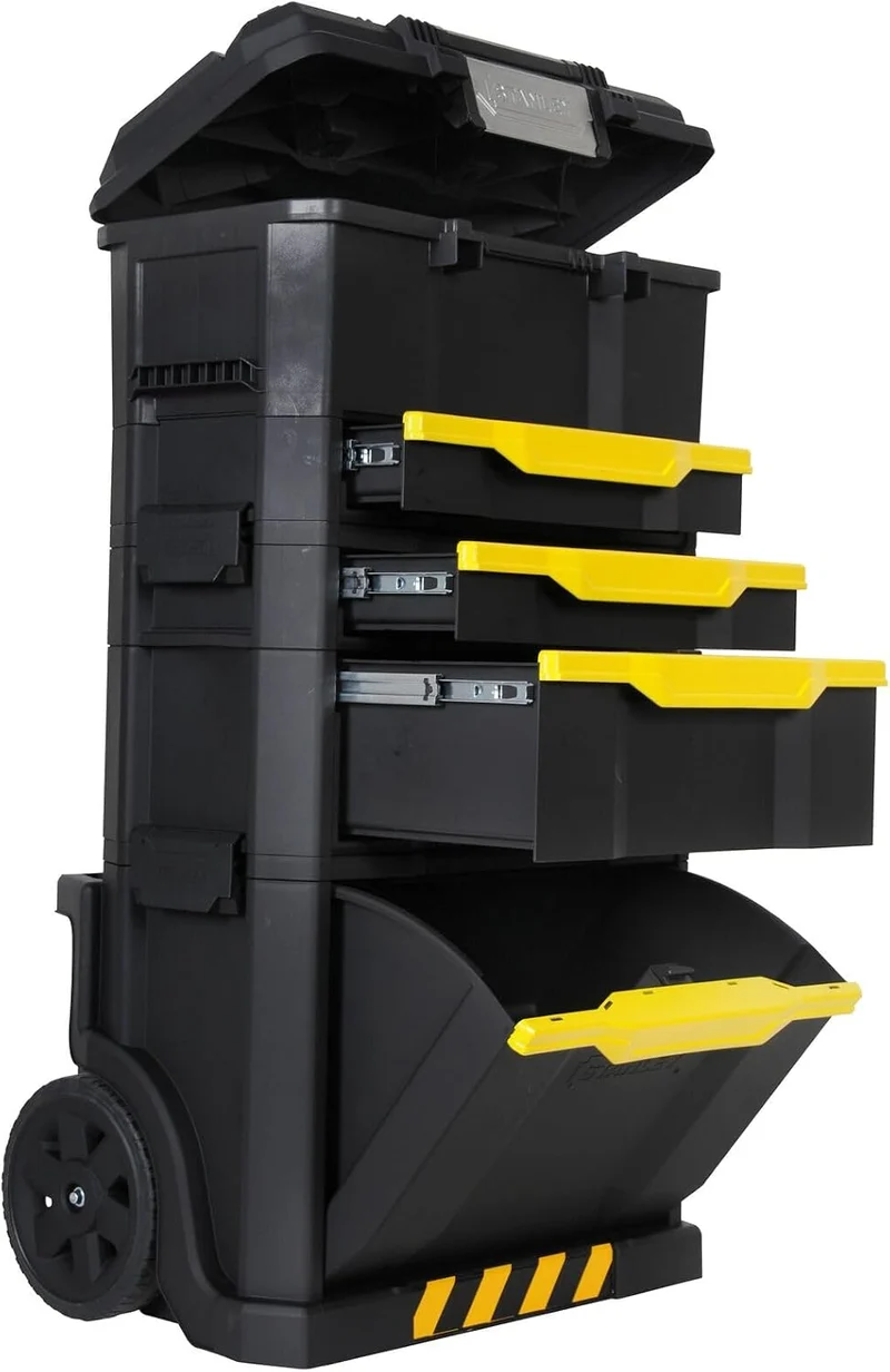 Stanley Rollende Werkstatt aus Metall-Kunststoff 1-79-206 – Werkzeugwagen leer mit 3 modularen Einhe