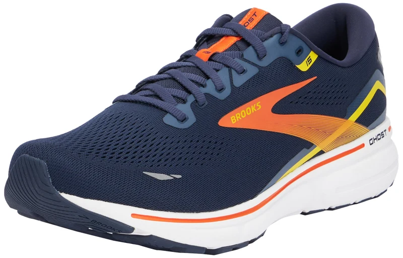 Brooks Herren Ghost 15 Neutral Running Shoe, Schwarz/Ebenholz/Nightlife 47.5 EU Peacoat Red Yellow,