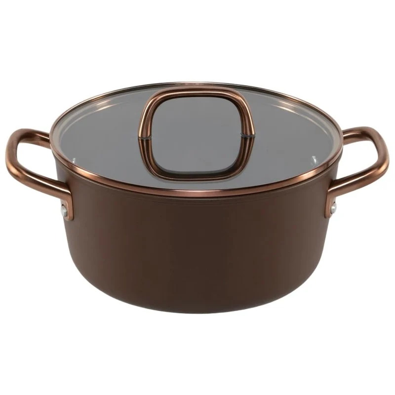 Zwilling Z1035-084 Milano Suppentopf mit Glasdeckel, 9,4 Zoll (24 cm), 4,7 l, braun, Made in Italy,