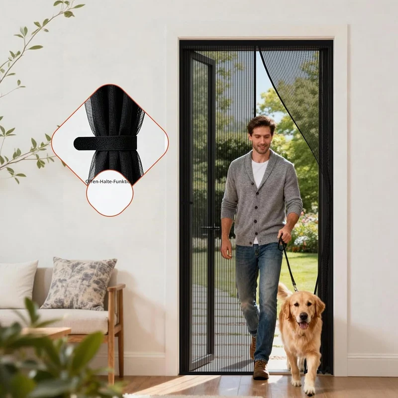 Magnet Fliegengitter Balkontür Ohne Bohren 80x210cm Schwarz Schwarz 80x210cm, Schwarz 80x210cm