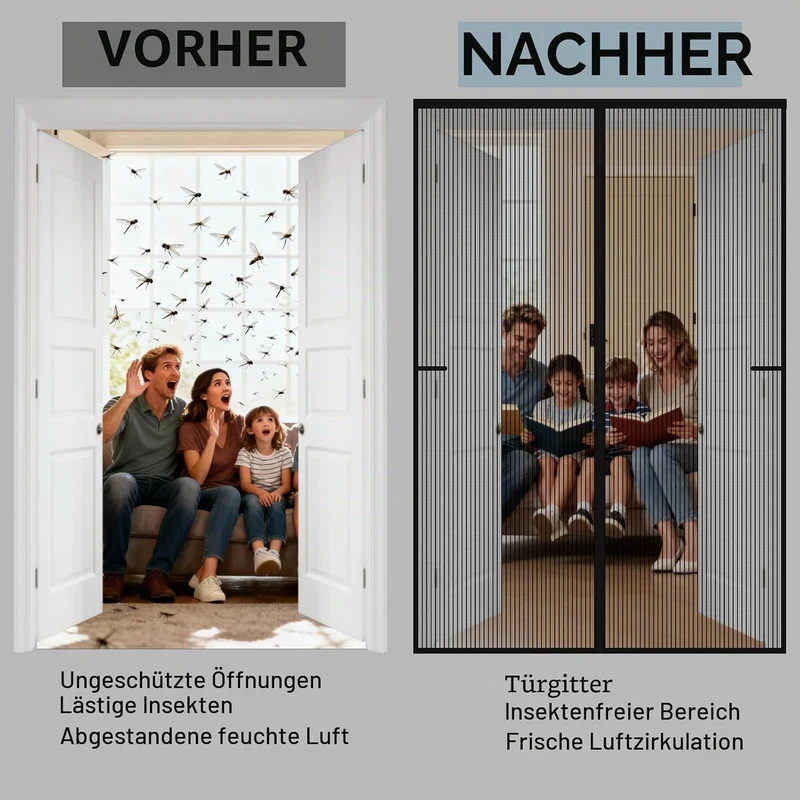 Magnet Fliegengitter Balkontür Ohne Bohren 80x210cm Schwarz Schwarz 80x210cm, Schwarz 80x210cm