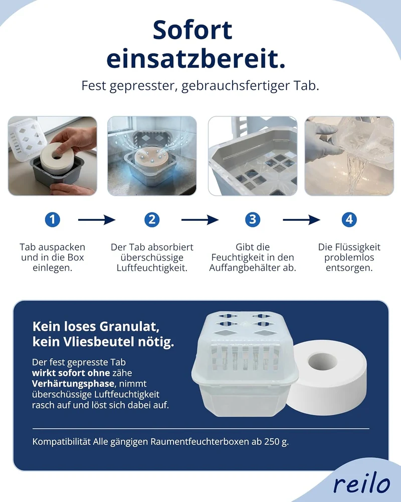 36x 450g Luftentfeuchter TAB mit Loch, Nachfüllpack, 36