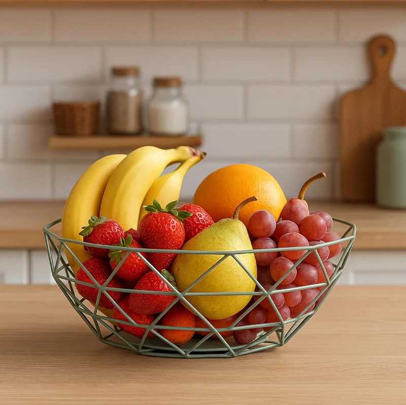 Baroni Home Obstkorb aus Metall, Obstkorb, modernes Design, für Tisch und Küche, Linie Salvia, 28 x