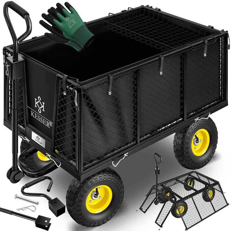 KESSER® Bollerwagen 550kg belastbar Gartenwagen Transportwagen Gartenkarre herausnehmbare Plane Gerä