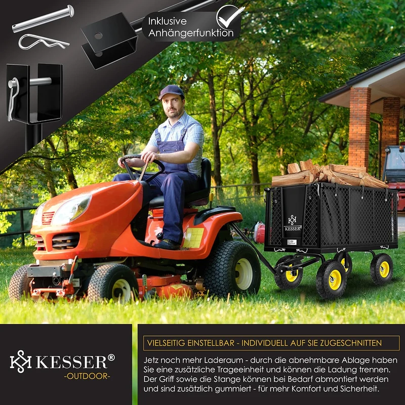 KESSER® Bollerwagen 550kg belastbar Gartenwagen Transportwagen Gartenkarre herausnehmbare Plane Gerä