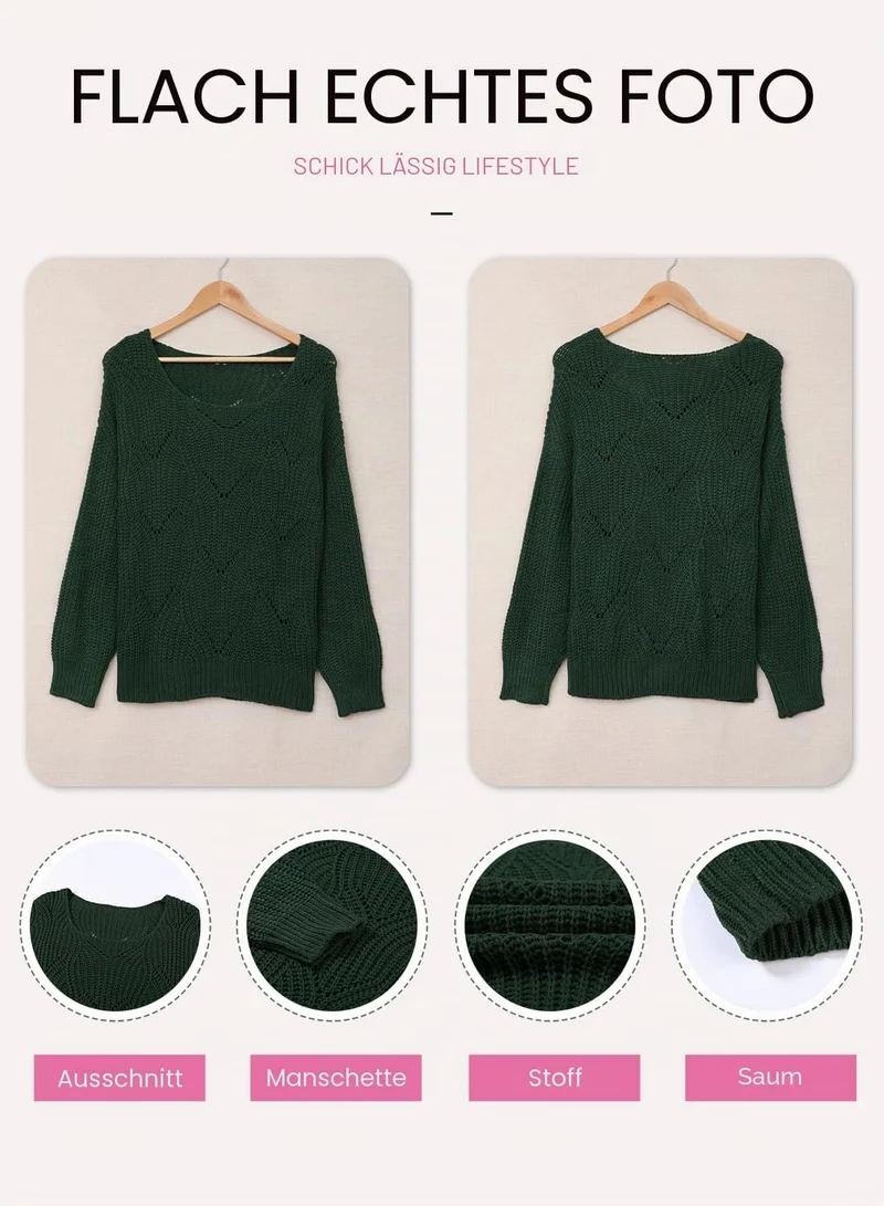 Dokotoo Damen Strickpullover Elegant Rundhals Pullover Herbst Winter Einfarbiger Pulli Oberteil Swea