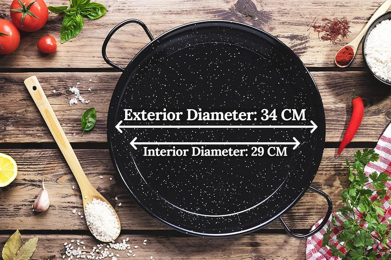 Alises Enameled Anti-Rust Steel Paella Pan 34cm Standardschliff 34 cm, Standardschliff 34 cm
