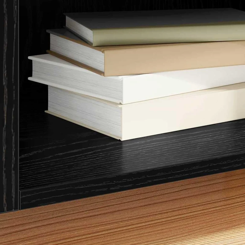 Schallplattenschrank 121 x 38 x 48 cm Holzwerkstoff mit Scharniertüren für Wohnzimmer, Stauraum, Mus