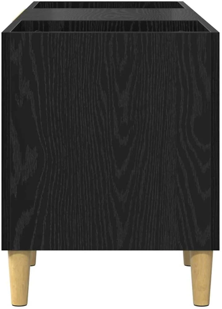 Schallplattenschrank 121 x 38 x 48 cm Holzwerkstoff mit Scharniertüren für Wohnzimmer, Stauraum, Mus