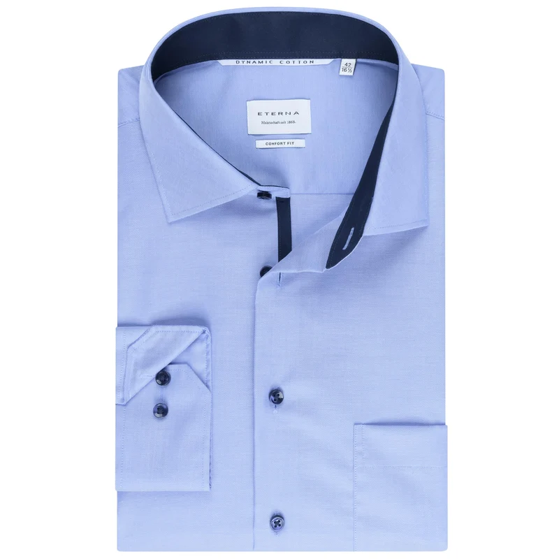 ETERNA Hemd Langarm | Comfort Fit | Bügelfrei, Knitterfrei | 100% Baumwolle 45 ´blau-14´, 45 ´blau-1