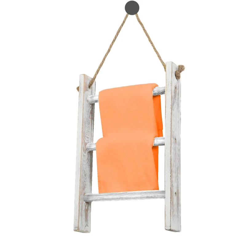 Leiter für Decken, 3-stöckiger Handtuchhalter, Wandmontage, Handtuchleiter mit Seil, dekorativ, Bade