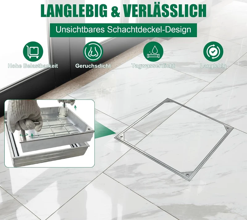 Schachtabdeckung Alu Lichte Weite: 300 x 300 mm | Höhe: 55 mm, Lichte Weite: 300 x 300 mm