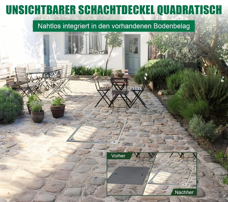 Schachtabdeckung Alu Lichte Weite: 300 x 300 mm | Höhe: 55 mm, Lichte Weite: 300 x 300 mm