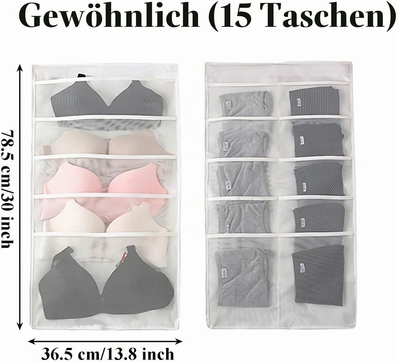 2 Stücke Unterwäsche Organizer Hängend, Wandbehang Aufbewahrungstasche, Faltbar, Drehbar, für Aufbew