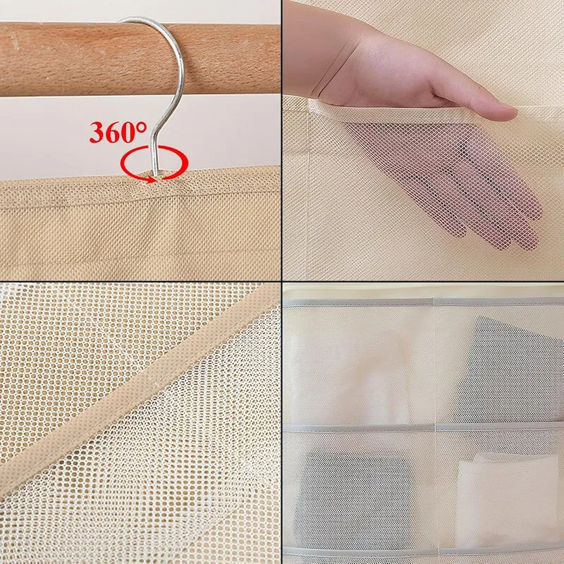 2 Stücke Unterwäsche Organizer Hängend, Wandbehang Aufbewahrungstasche, Faltbar, Drehbar, für Aufbew