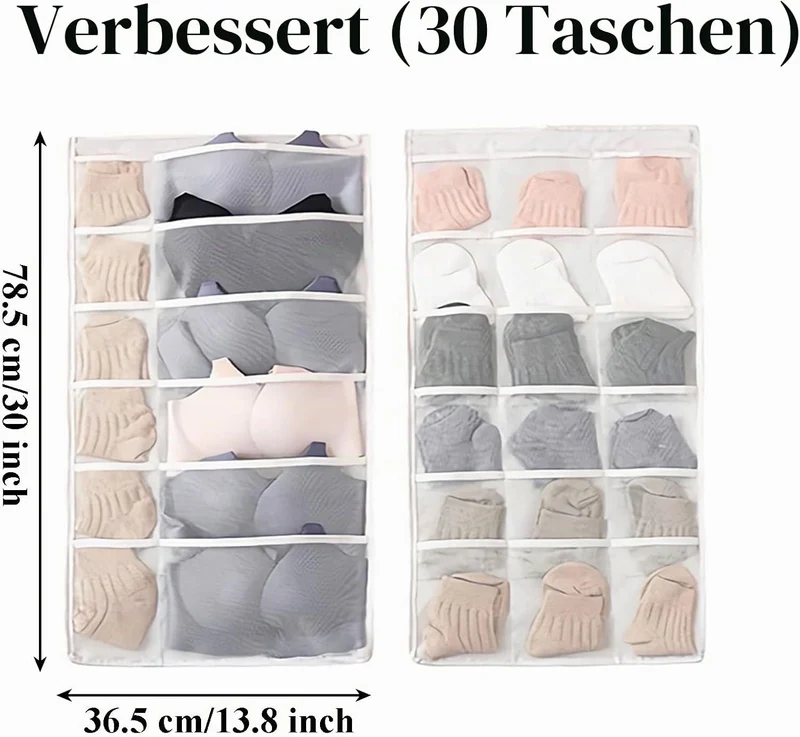 2 Stücke Unterwäsche Organizer Hängend, Wandbehang Aufbewahrungstasche, Faltbar, Drehbar, für Aufbew