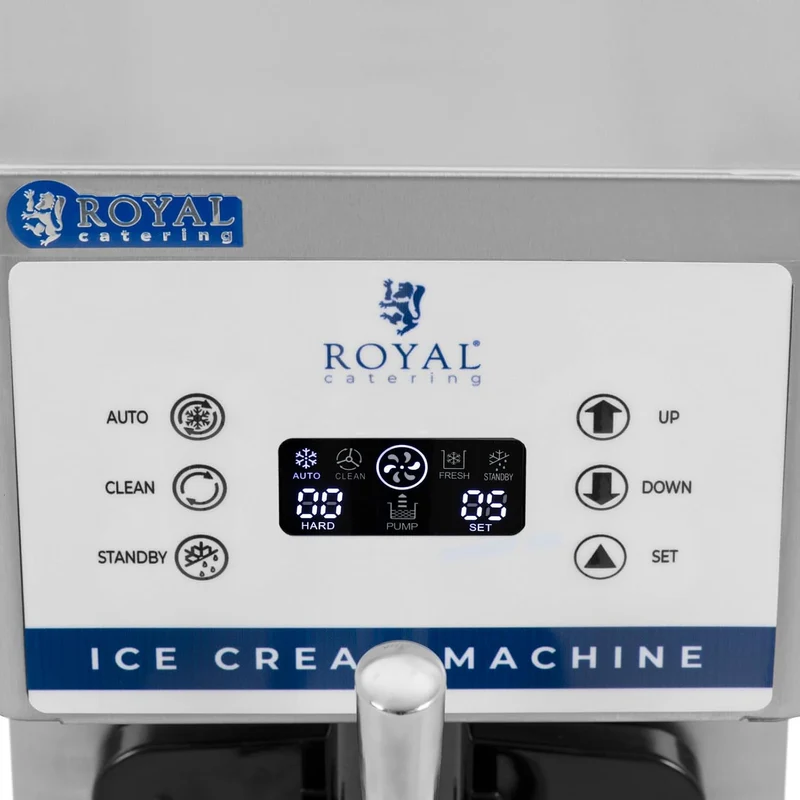 Royal Catering RCSI-16A Softeismaschine 6,5 l/h 800 W 5.5 l für Eiscreme und Sorbet LED-Anzeige Trop