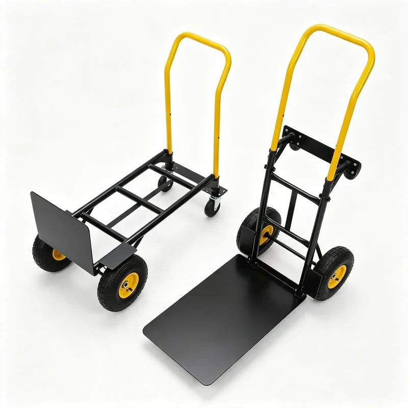 2-in-1 Schwerlast-Transportkarre/Sackkarre & Plattformwagen Schwarz + Gelb 180kg, Schwarz + Gelb 180