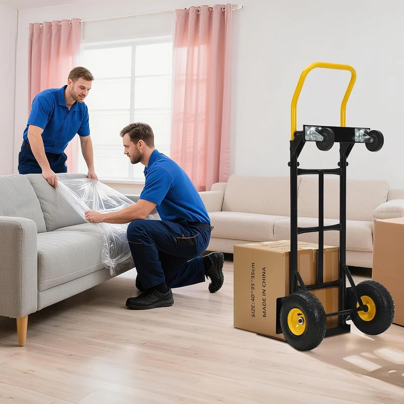 2-in-1 Schwerlast-Transportkarre/Sackkarre & Plattformwagen Schwarz + Gelb 180kg, Schwarz + Gelb 180