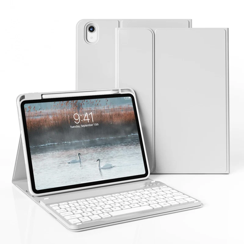JKSML Hülle mit Tastatur für iPad Air 11 Zoll (M4/M3/M2) 2026/2025/2024 Grau, Grau