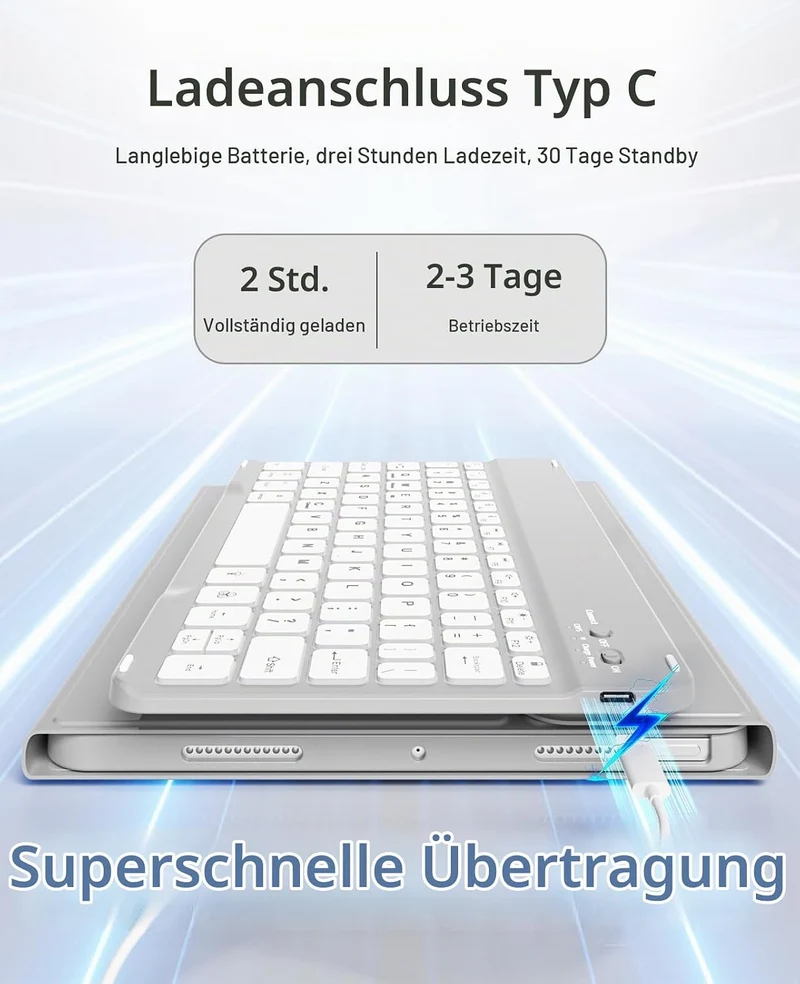 JKSML Hülle mit Tastatur für iPad Air 11 Zoll (M4/M3/M2) 2026/2025/2024 Grau, Grau
