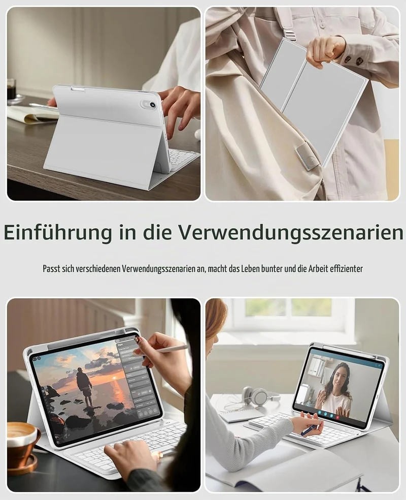 JKSML Hülle mit Tastatur für iPad Air 11 Zoll (M4/M3/M2) 2026/2025/2024 Grau, Grau