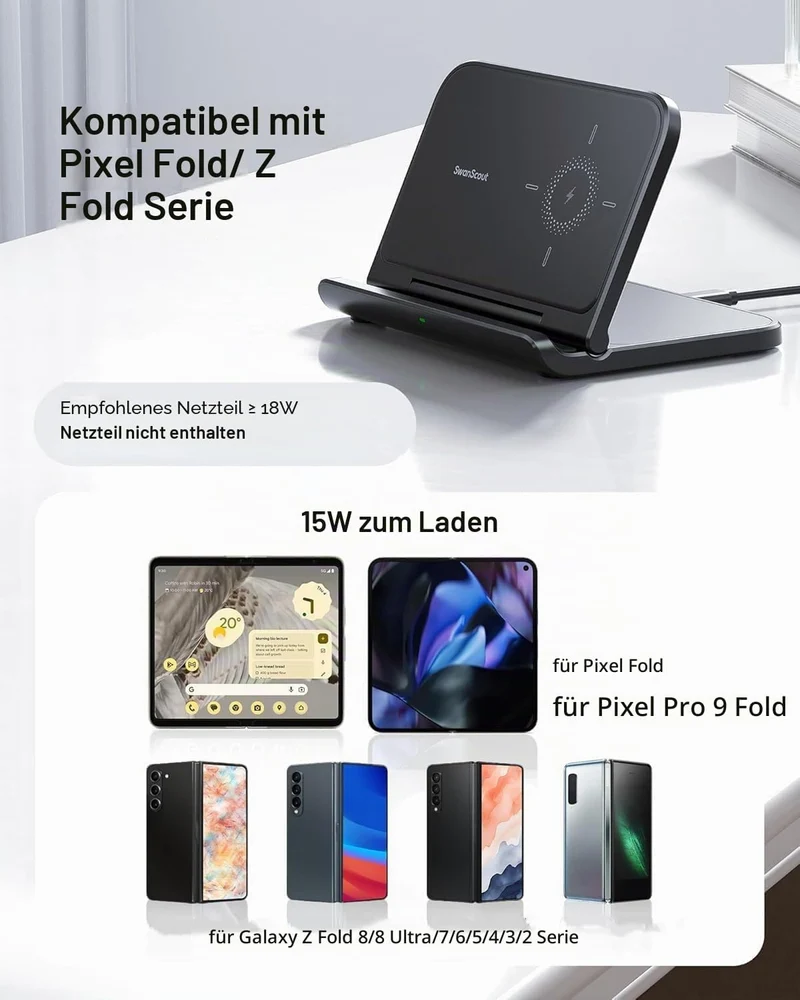Faltbar Induktive Ladestation für Samsung Z Fold 8/8 Ultra, SwanScout 503S