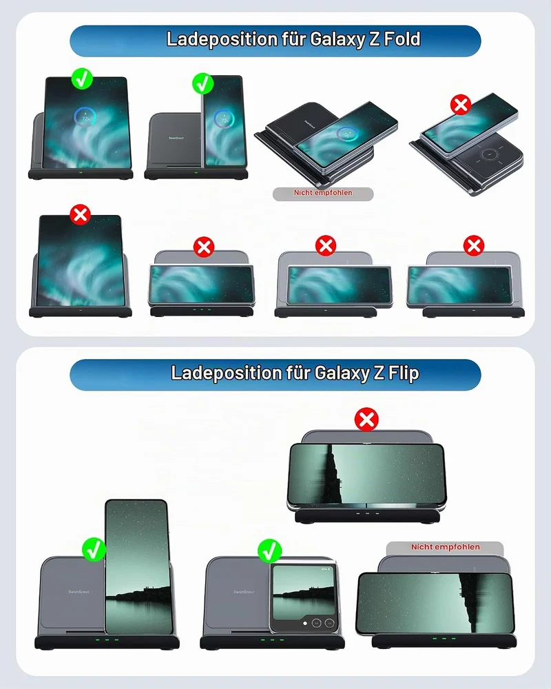 Faltbar Induktive Ladestation für Samsung Z Fold 8/8 Ultra, SwanScout 503S