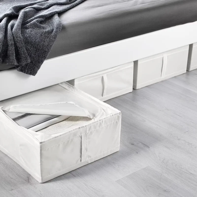 Ikea Aufbewahrungstasche für Heimtücher, 44 x 55 x 19 cm (weiss), Stoff aus recyceltem Polyester (30