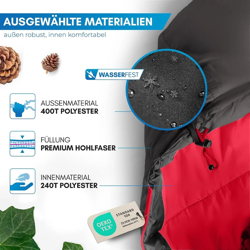 NORDMUT® Schlafsack Winter -10 bis 0 Grad komprimierbar - Winterschlafsack Outdoor für Trekking & Ca