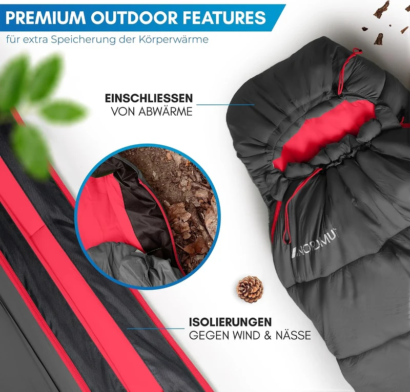 NORDMUT® Schlafsack Winter -10 bis 0 Grad komprimierbar - Winterschlafsack Outdoor für Trekking & Ca