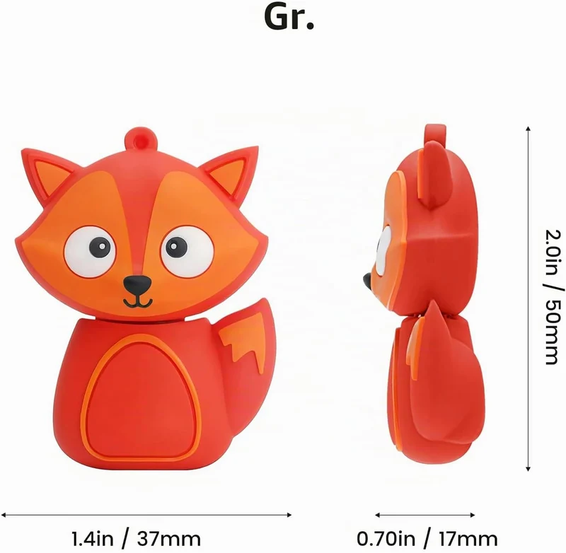 128 GB USB-Flash-Laufwerk in Form eines niedlichen Fuchses, BORLTER CLAMP Niedlicher Memory Stick US