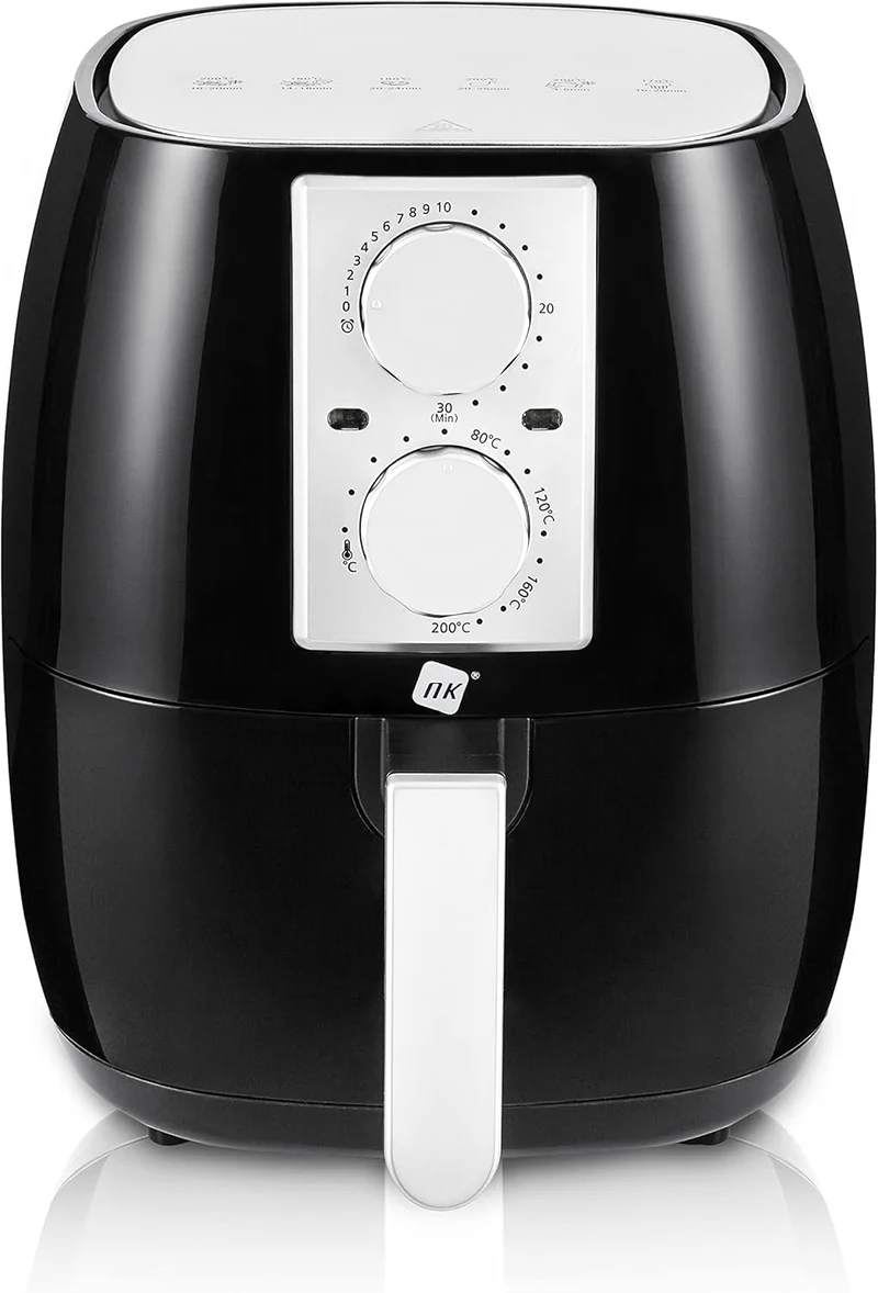 NK Mechanische Heissluftfritteuse 4,5L - Heissluftfritteuse XL, einfach zu bedienen, 6 Programme, 15