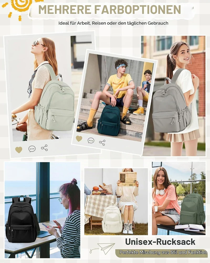 Schulrucksack Teenager Mädchen Jungen Schultasche Rucksack Schule Graubraun A -Graubraun, A -Graubra