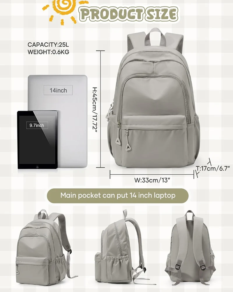 Schulrucksack Teenager Mädchen Jungen Schultasche Rucksack Schule Graubraun A -Graubraun, A -Graubra
