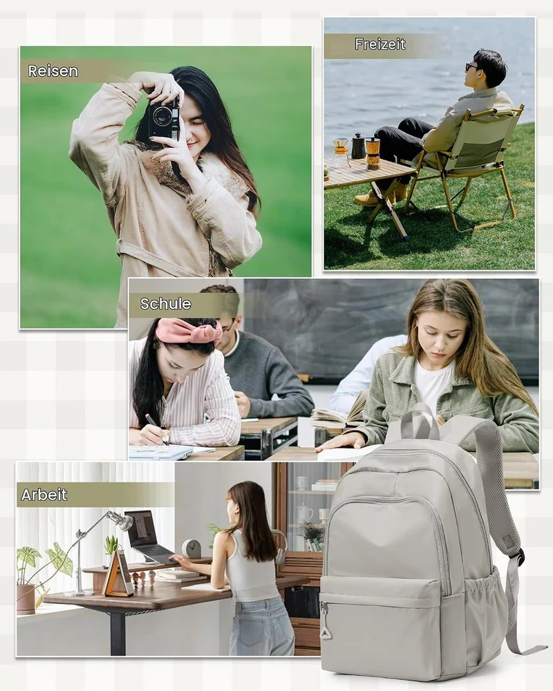 Schulrucksack Teenager Mädchen Jungen Schultasche Rucksack Schule Graubraun A -Graubraun, A -Graubra