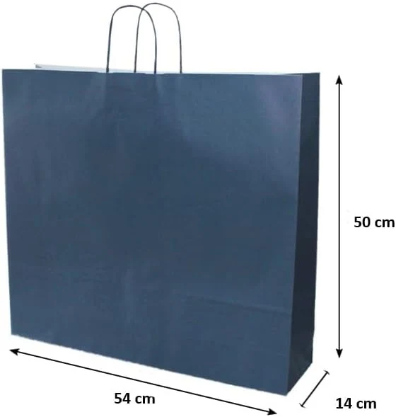 PGV Papiertragetaschen mit Kordel extra gross 54 + 14 x 50 cm (10 Stück, DUNKELBLAU) 10 Stück Dunkel