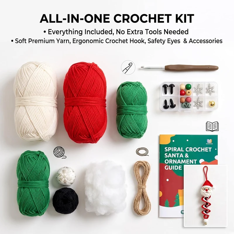 Generisch 4Pcs Häkel-Schneemann Spiral-Ornament DIY-Bastelset für Anfänger, 4Pcs